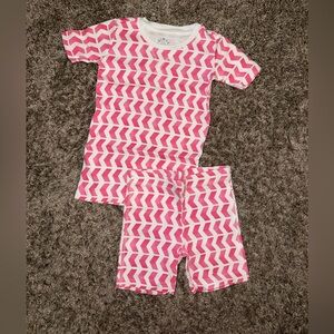 Primary Pink and White Chevron Kids Pajama Set